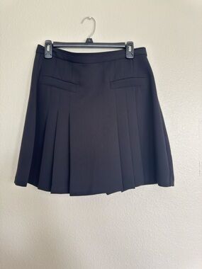 LOFT Black Pleated Skater Skirt